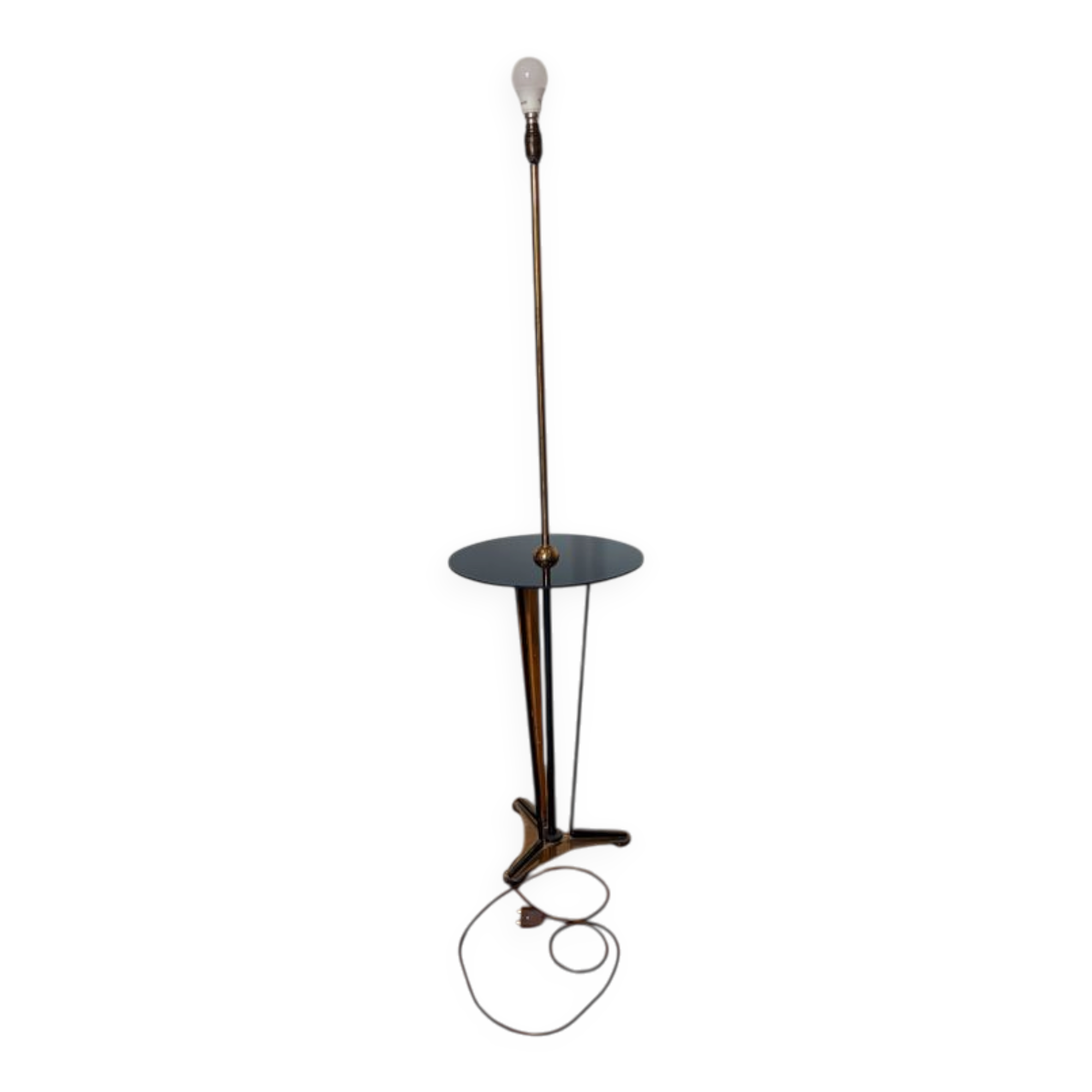 Art Deco lamp brass and black glass 260415