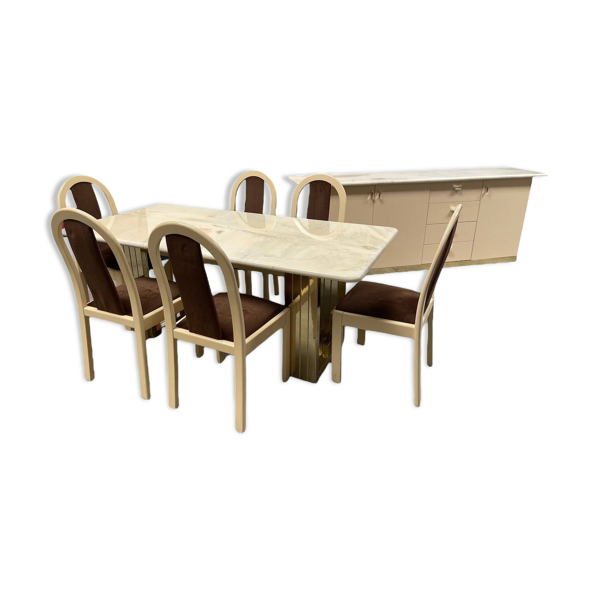 Ensemble salle à manger vintage 1970’ / table chaise et enfilade bois
