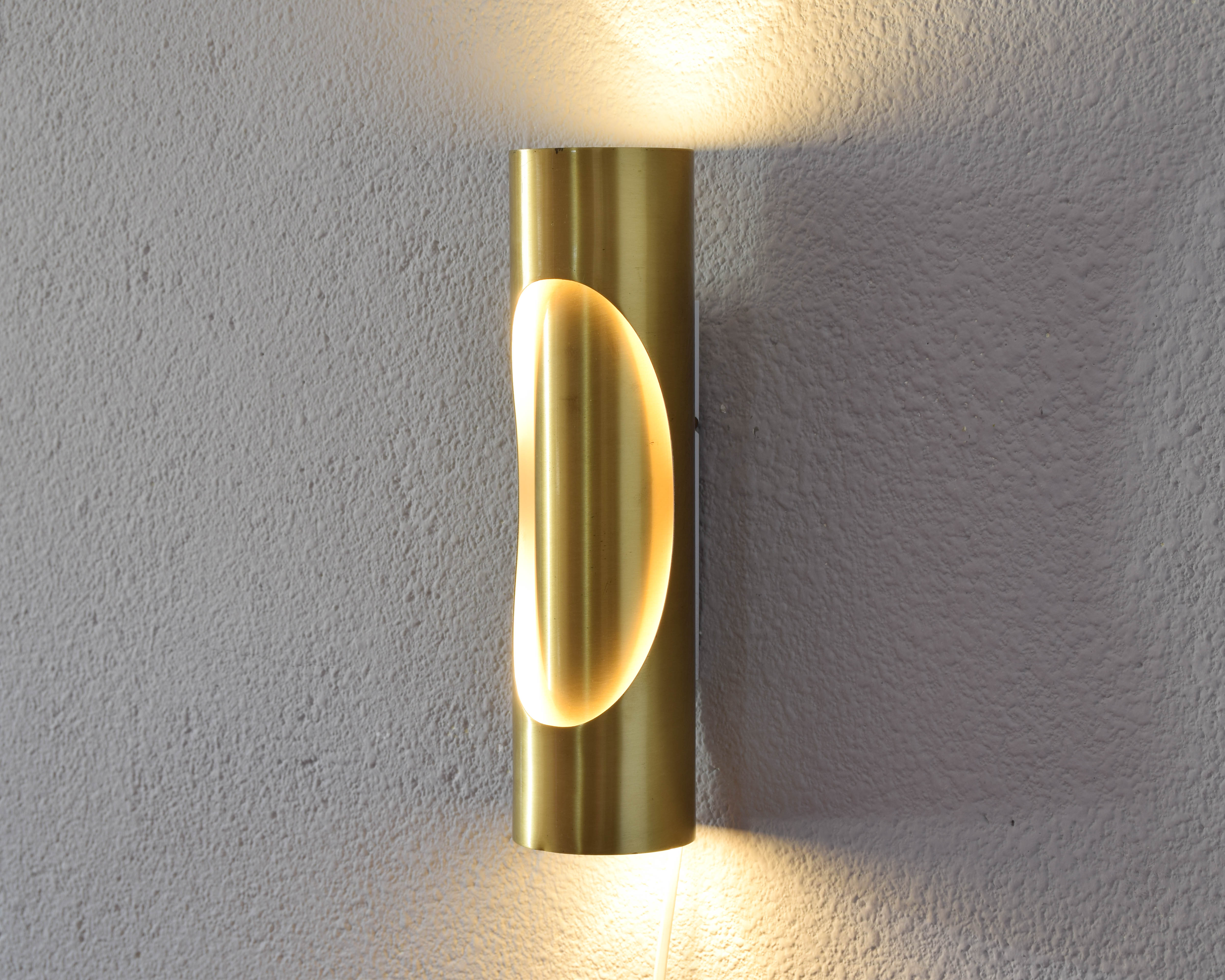 Mid Century Modern Space Age Brass Sconce by Marca SL Spain, 70s