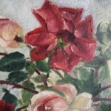 Oil on still life panel with roses