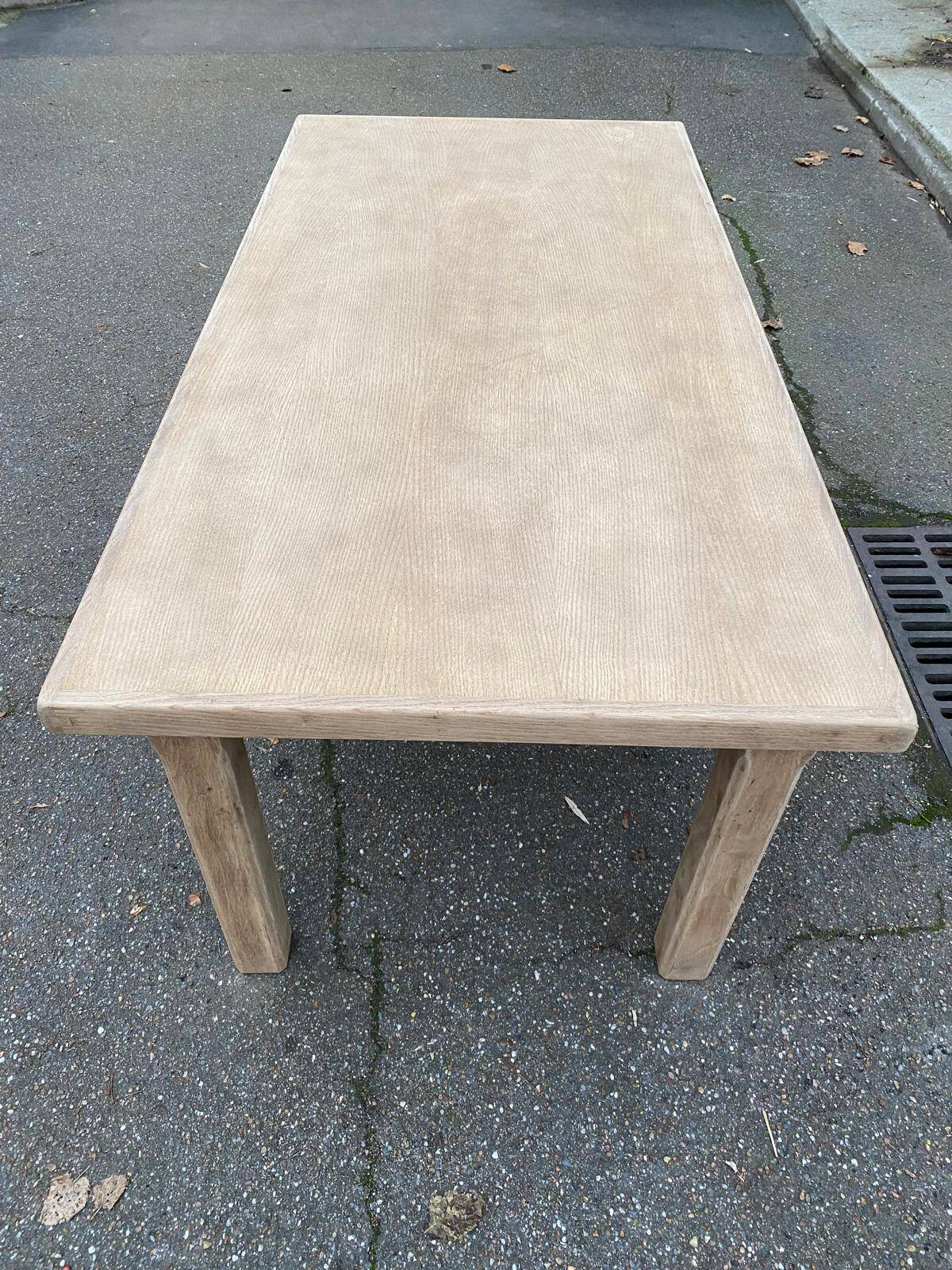 Renovated farmhouse dining table in raw oak from the 20th century, 180cm.
