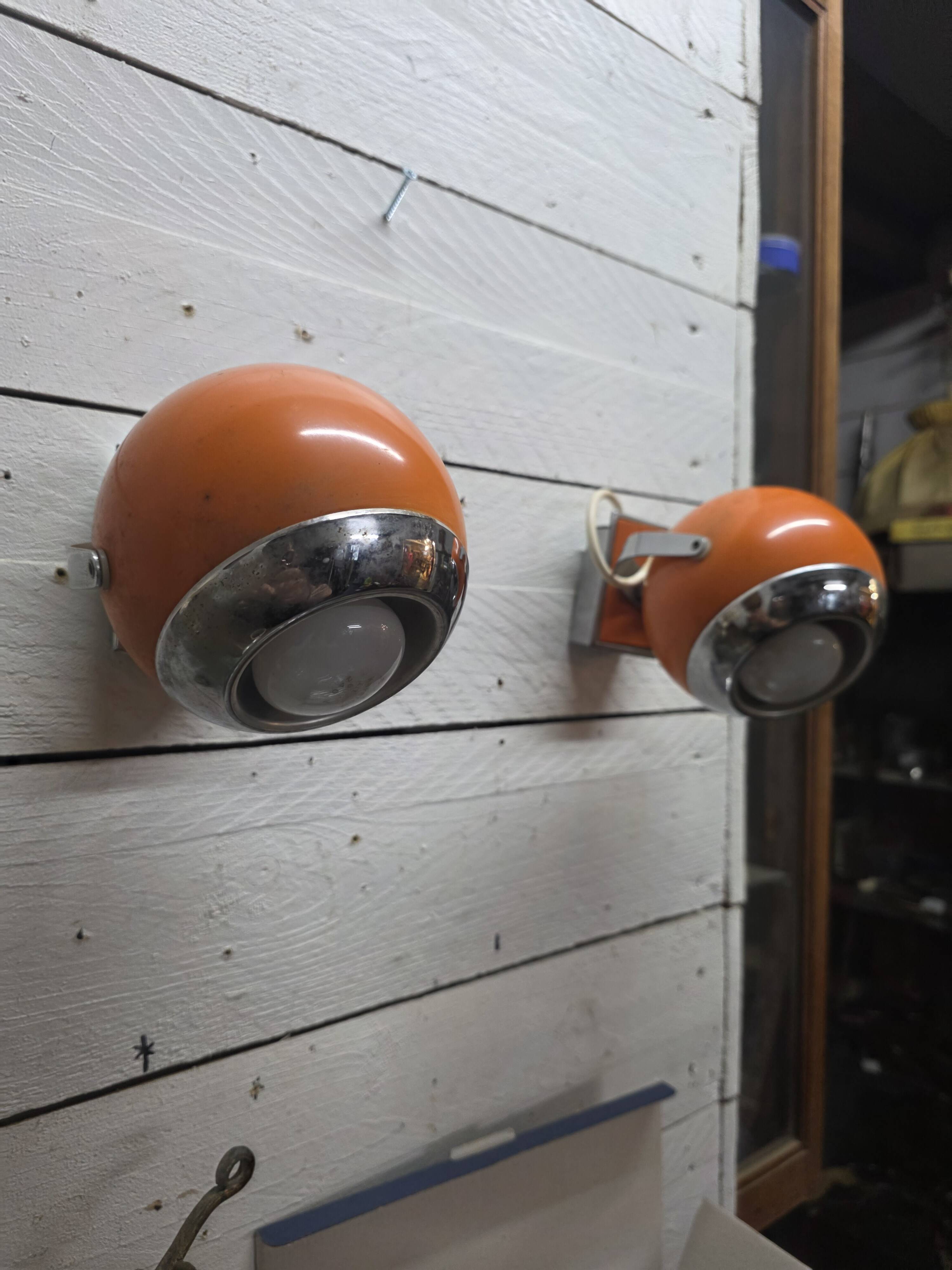 Pair of vintage 70s eyeball wall lights.