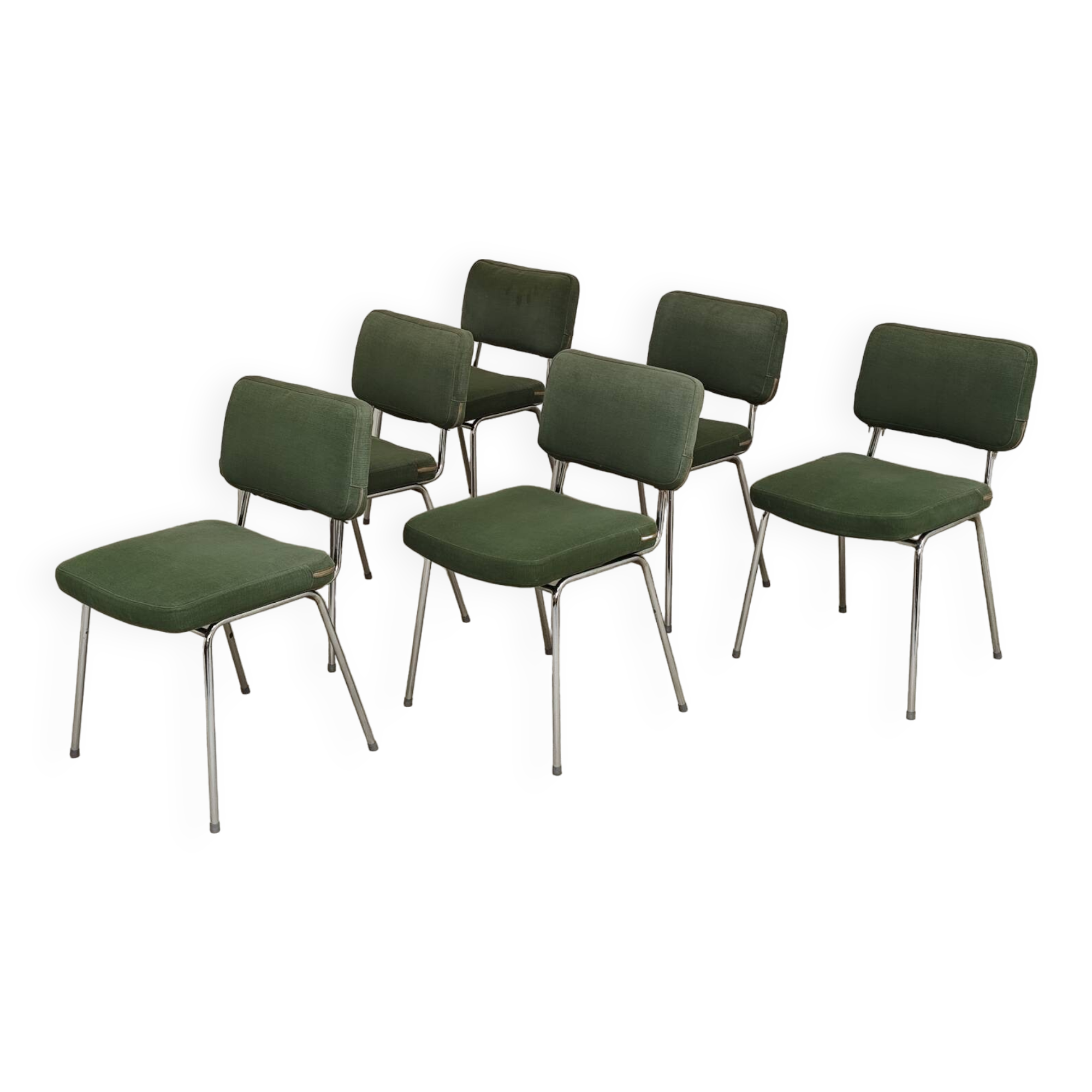 André Simard green velvet chairs for Airborne 1960, set of 6