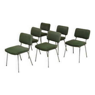 André Simard green velvet chairs for Airborne 1960, set of 6