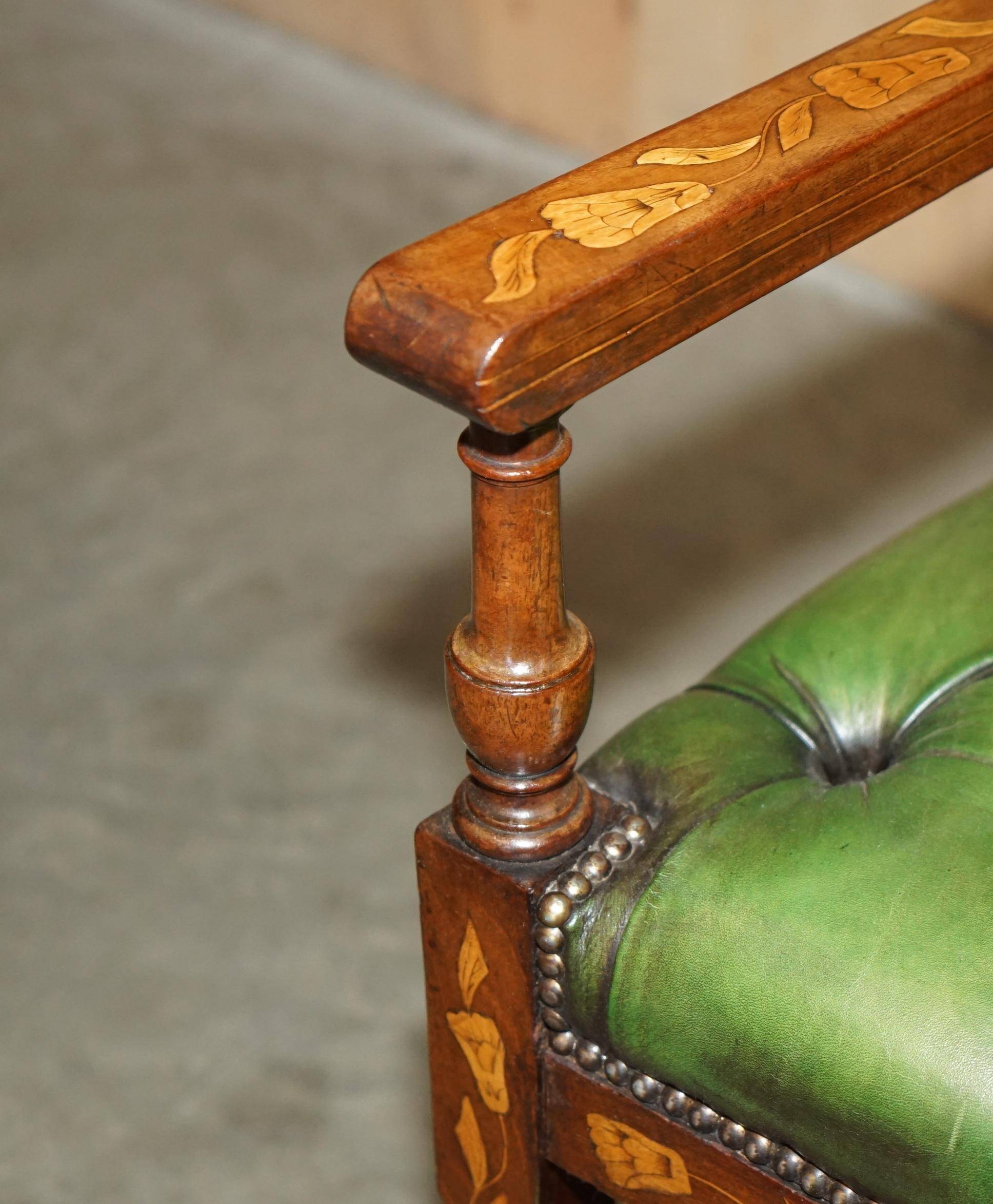 Chesterfield leather office chair with Dutch marquetry