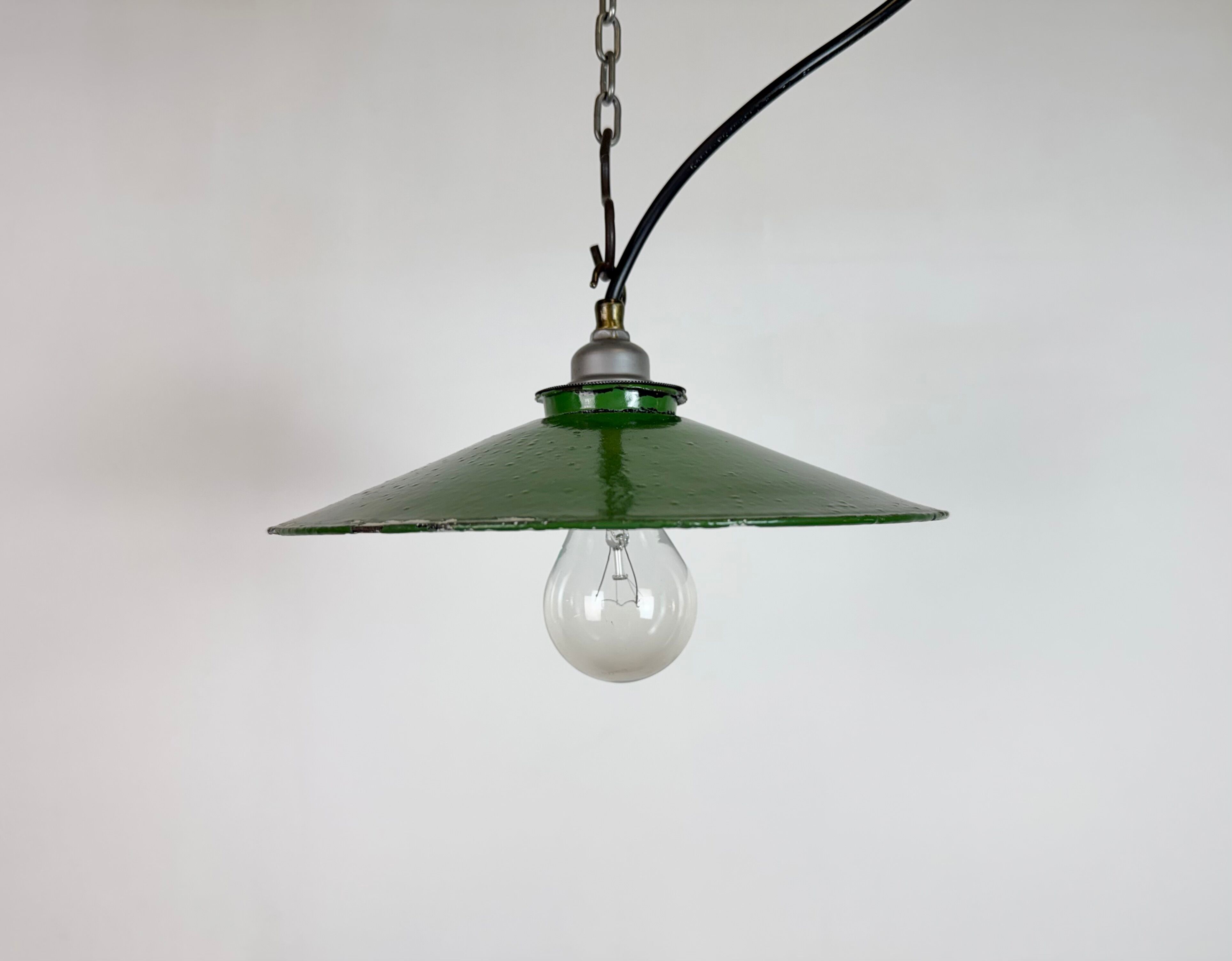 Industrial Green Enamel Light, 1950s