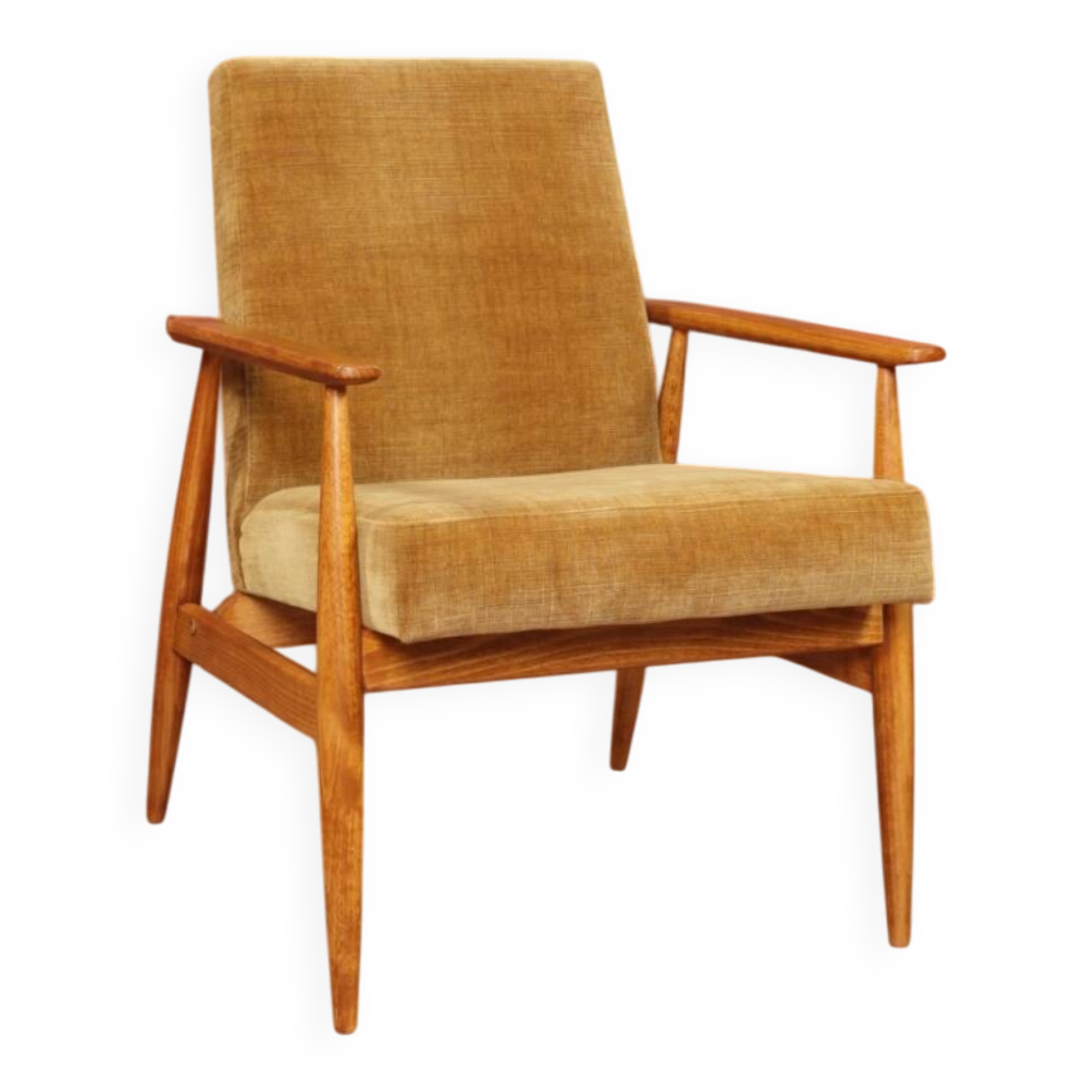 Scandinavian armchair golden velvet design by H.Lis