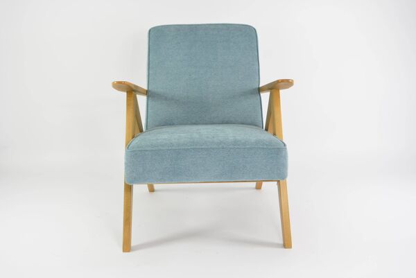 Fauteuil kompas bouclette bleu ciel