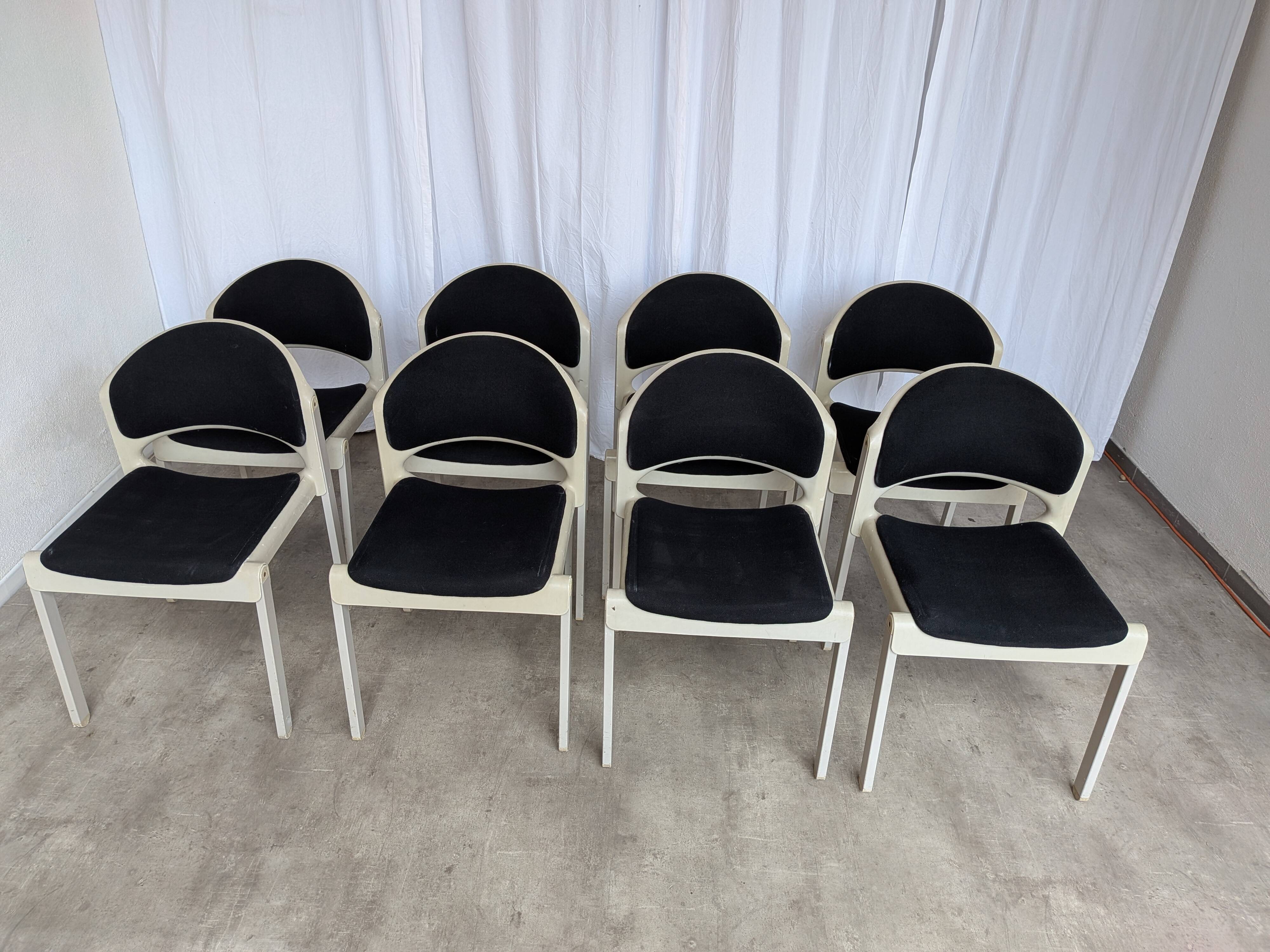 Set of 8 Vintage Aeon Mondial Stackable Chair / Dutch Postmodern Dining Cha