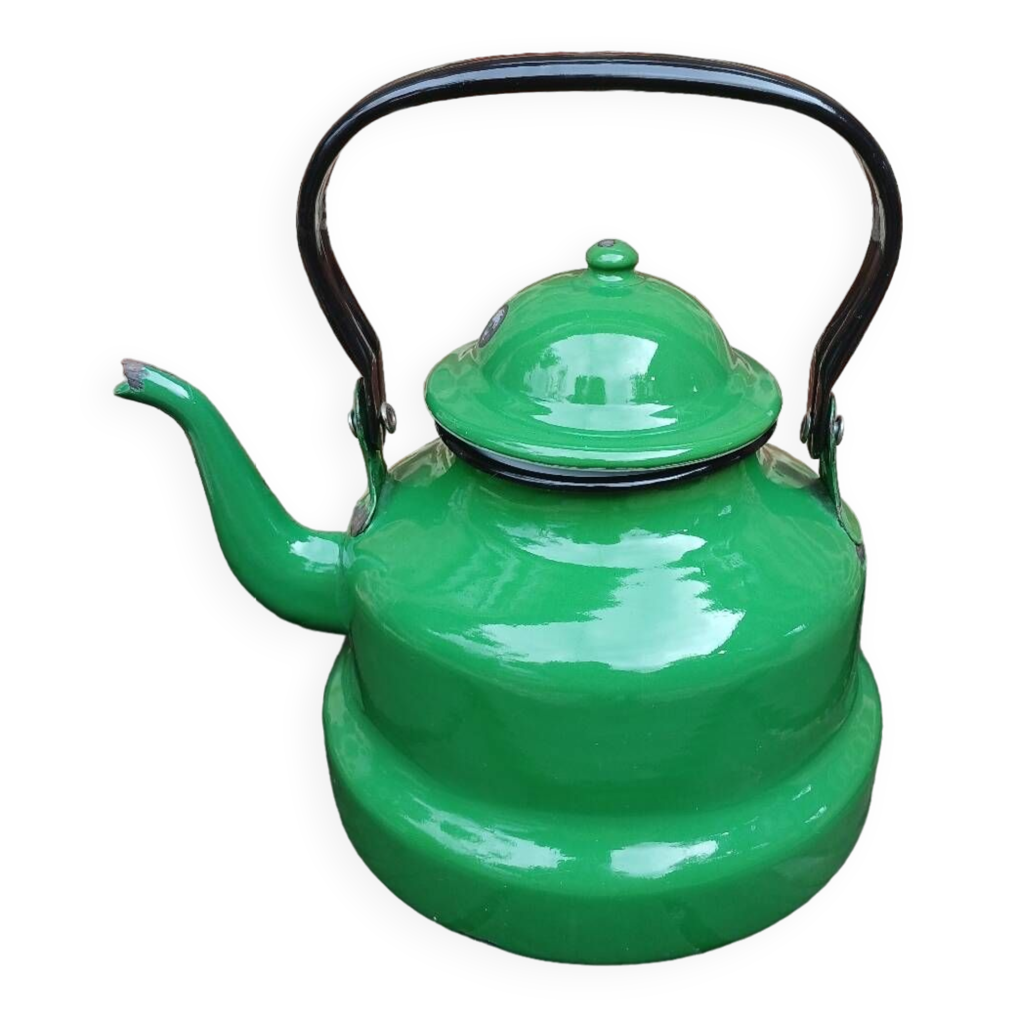 Enameled sheet metal teapot