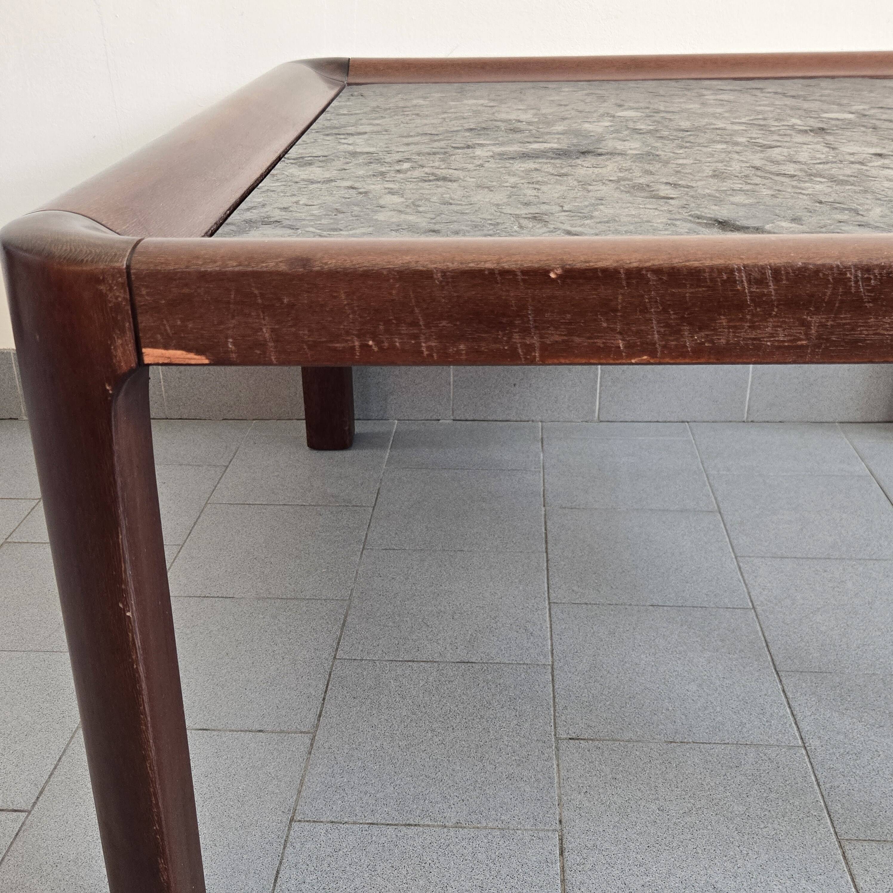 1960s Scandinavian coffee table in teak and schist