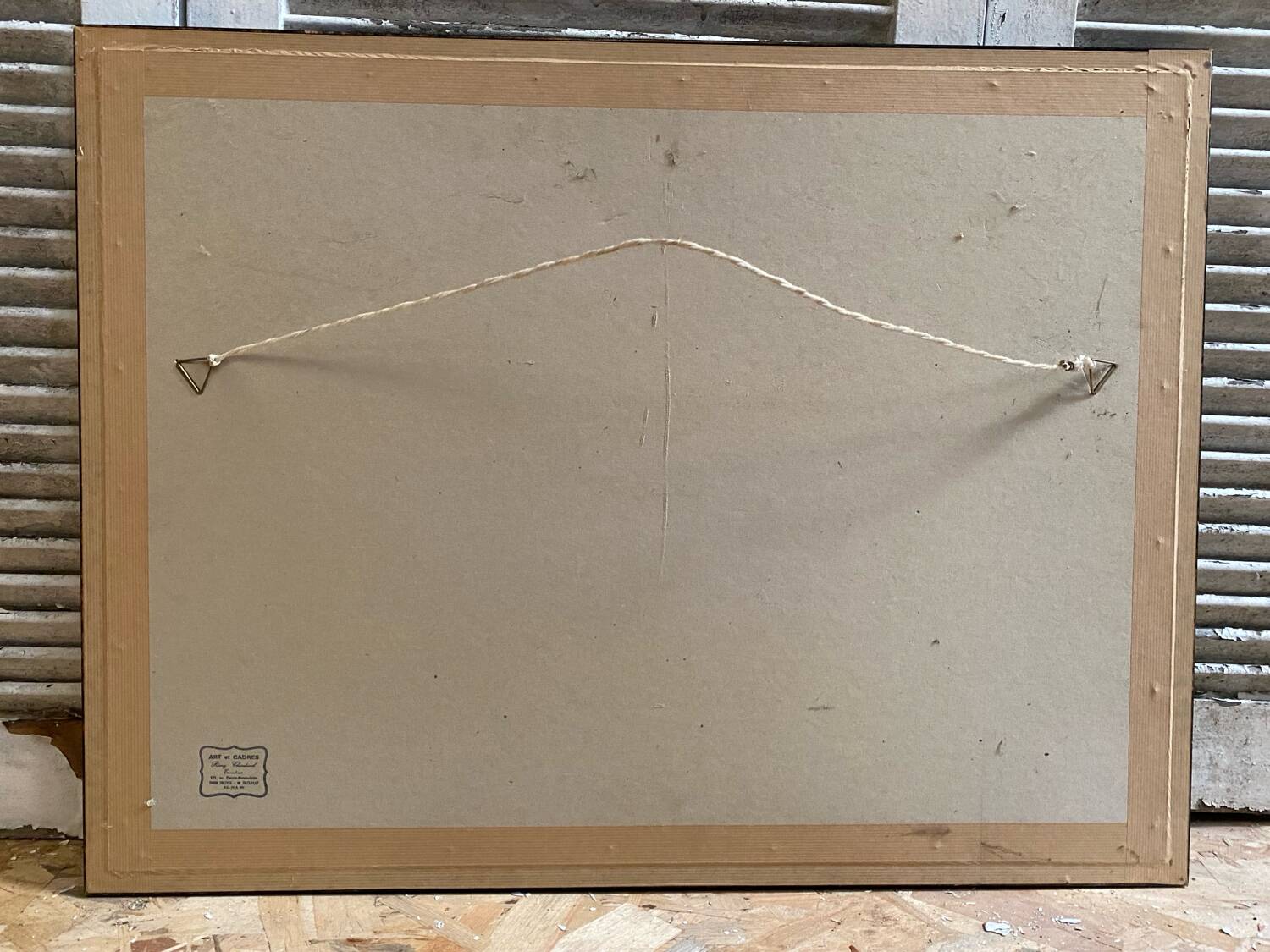 Old Color Print Sailor Children On The Naval Port + Green Wood Frame #B540