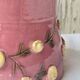 Glazed terracotta pitcher with mimosa decoration