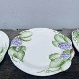 3 assiettes à dessert barbotine raisin