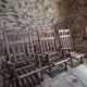 Set of 6 vintage American folding deck chairs in hardwood, 1940s–1960s.