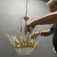 Murano Glass Rod Brass Chandelier, Italy, 1970s