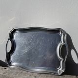 Rectangular silver metal tray 1970