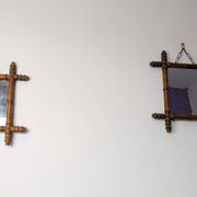 Miroir ancien bambou tourné glace piquée 40x34 cm