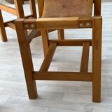 House Regain 3 Stools In Solid Elm And Leather 70s