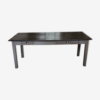 Walnut farmhouse table black top