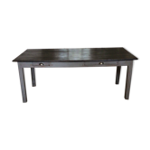 Table de ferme en noyer plateau noir