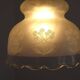 Vintage French pendant ceiling light in white glass decorated with flowers 4722