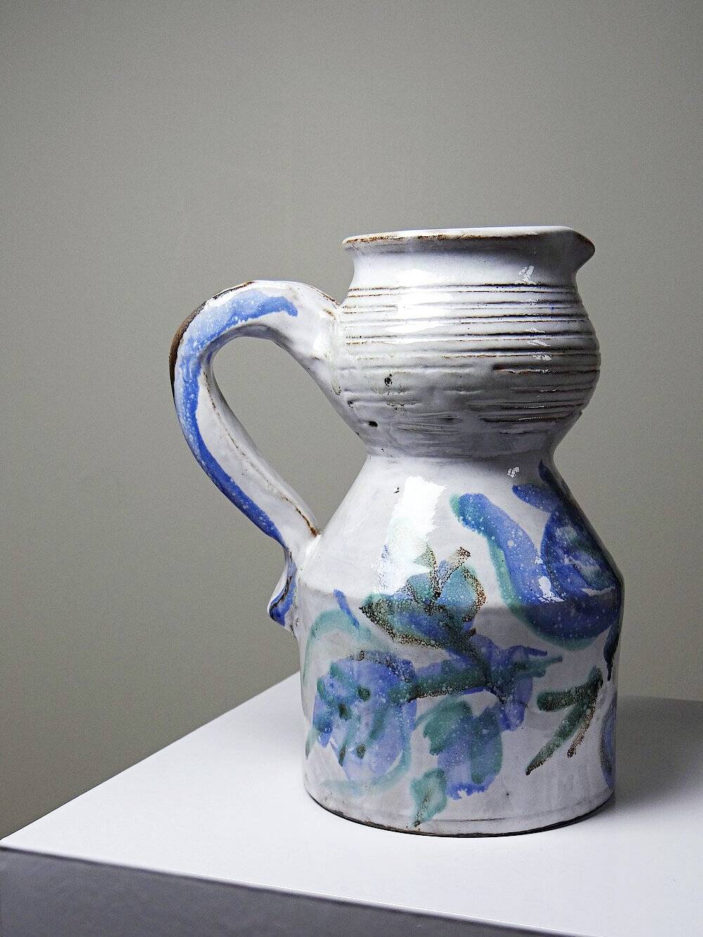 Glazed stoneware pitcher Vallauris 1970s Boris Kasianoff, Albert Thiry, Le Mûrier