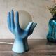 Blue ceramic hand lamp