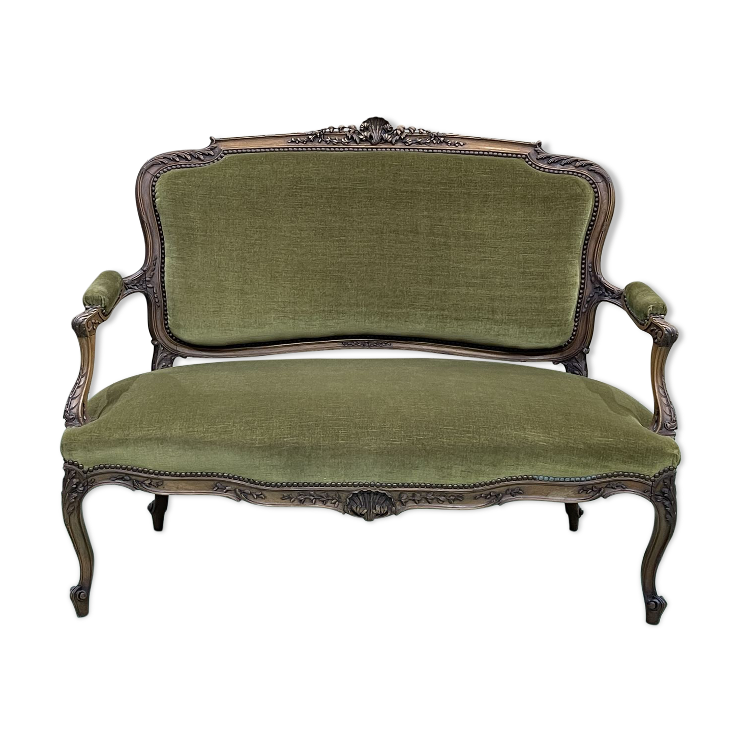 Early 20th century louis XV style bench in walnut