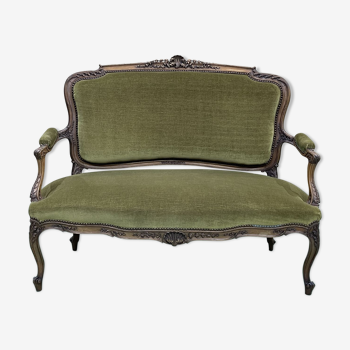 Banquette de style louis XV début XXème en noyer