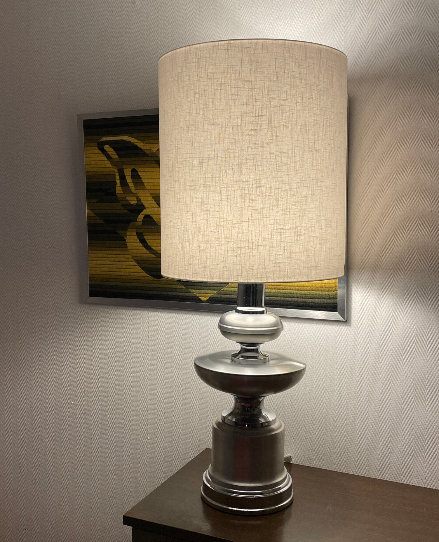 Furniture lamp off-white - vintage brushed aluminum 1970's