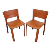 Pair of postmodern leather chairs S-91 Giancarlo Vegni for Fasem 1984