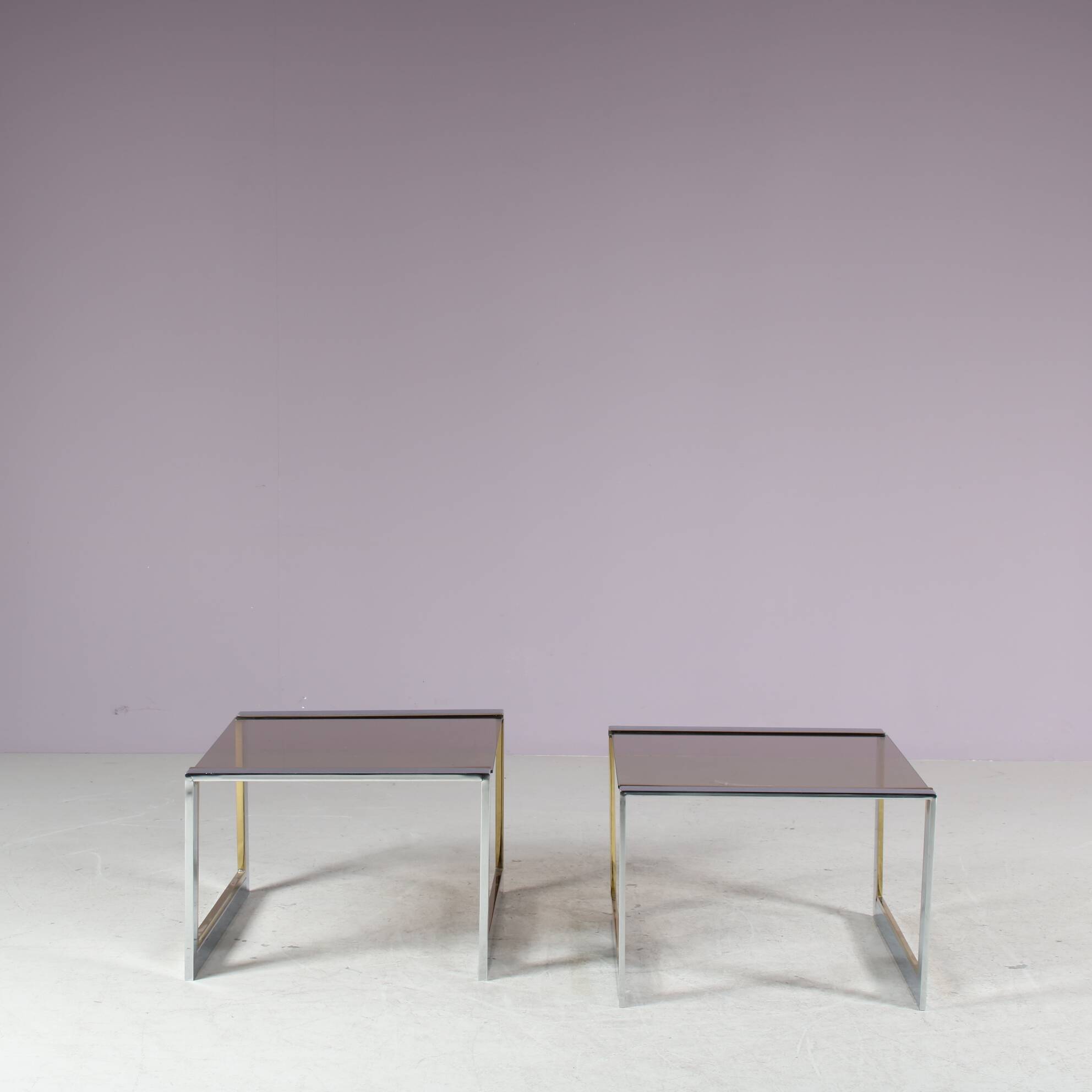 1970s Pair of side tables by Belgo Chrom, Belgium