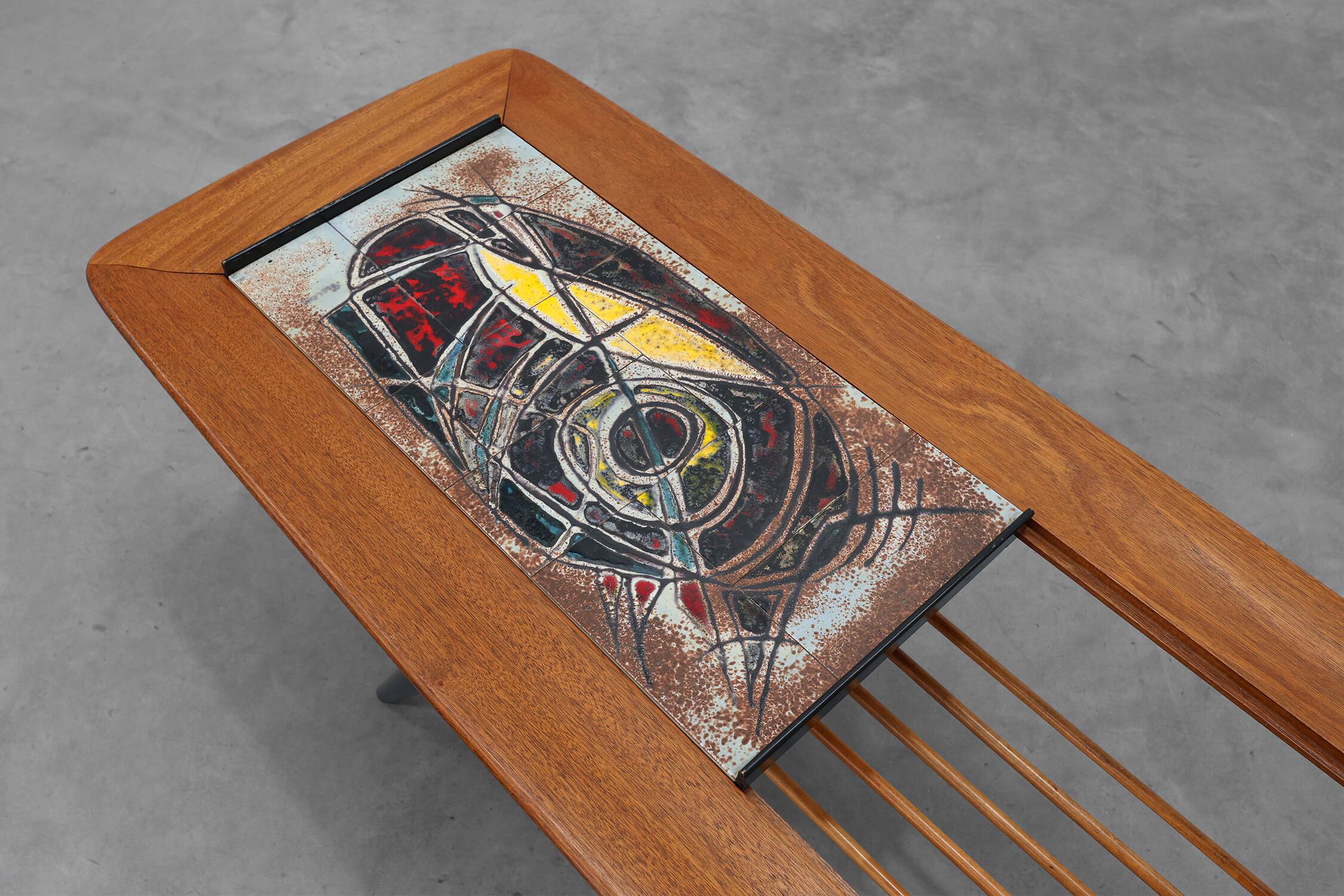 Coffee Table model 210, teak wood and ceramic,by Alfred Hendrickx, Belform