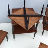 Square Walnut Coffee Table Model "T8" by Vico Magistretti for Azucena, Italy