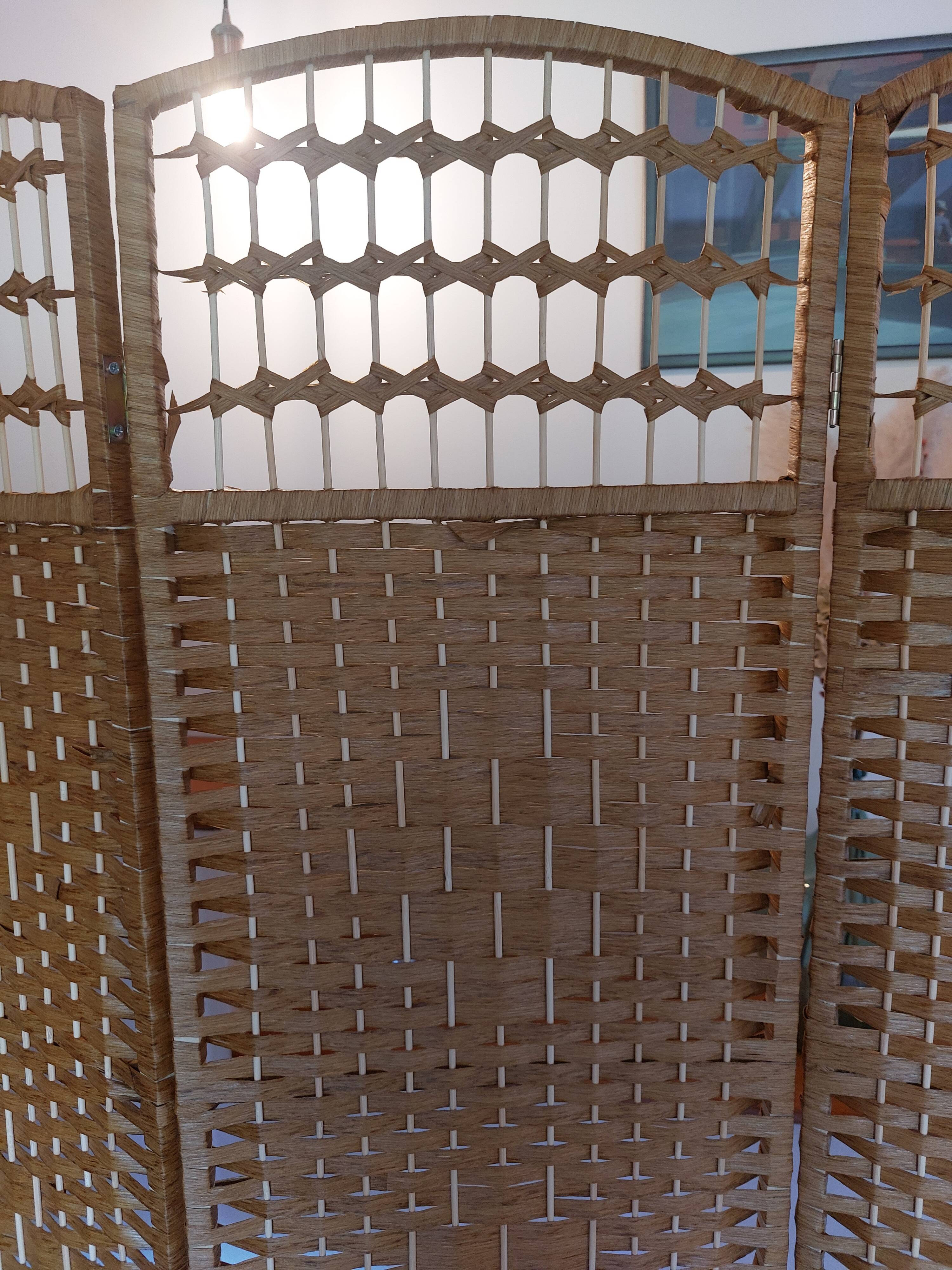 wicker, rattan screen, 5 panels