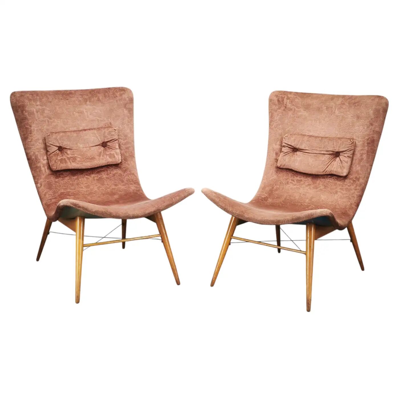 Pair of Miroslav Navrátil Shell Lounge Chairs, Czechoslovakia 1960s