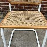 Cesca chair b32 model in white and wood by Marcel Breuer