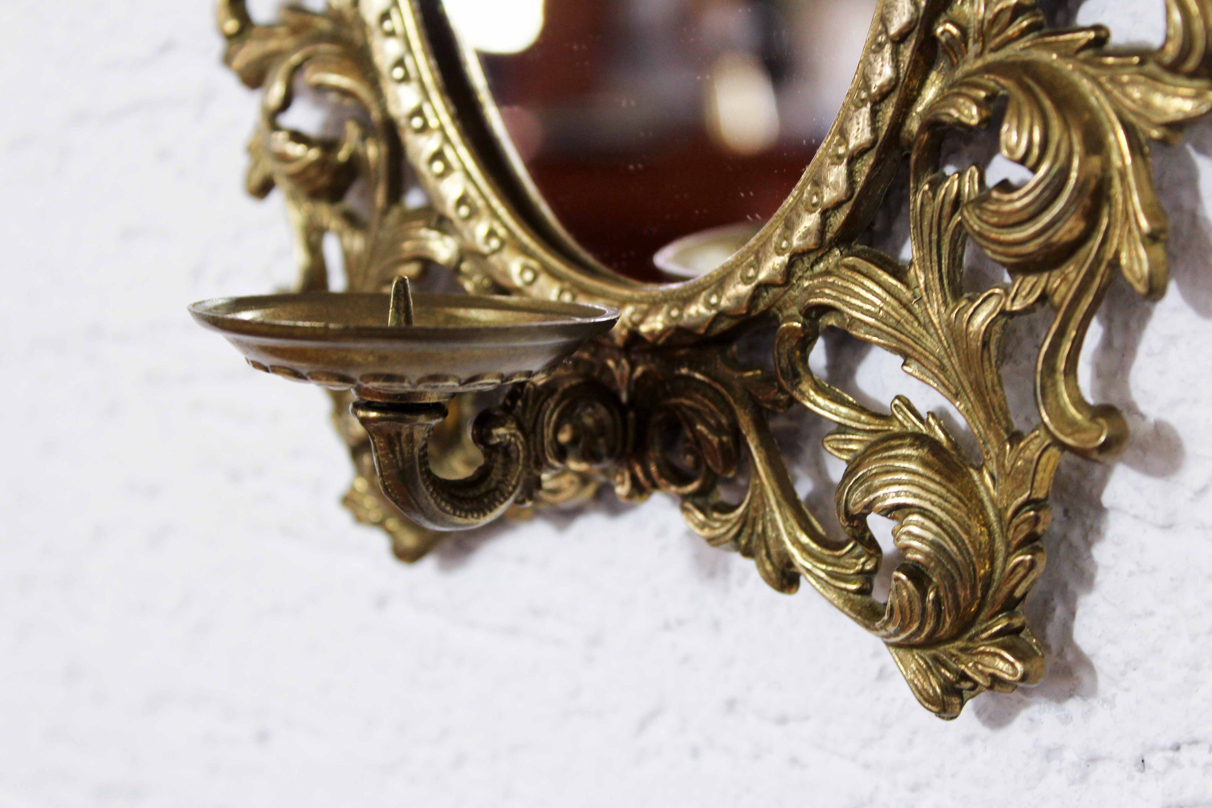 Miroir en laiton avec bougeoir