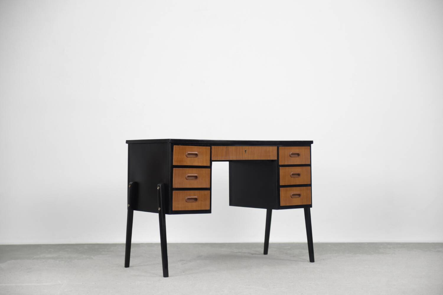 Vintage Swedish teak desk, mid-century modern, 1960s.