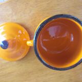 Pot à sucre en grés émaillé orange