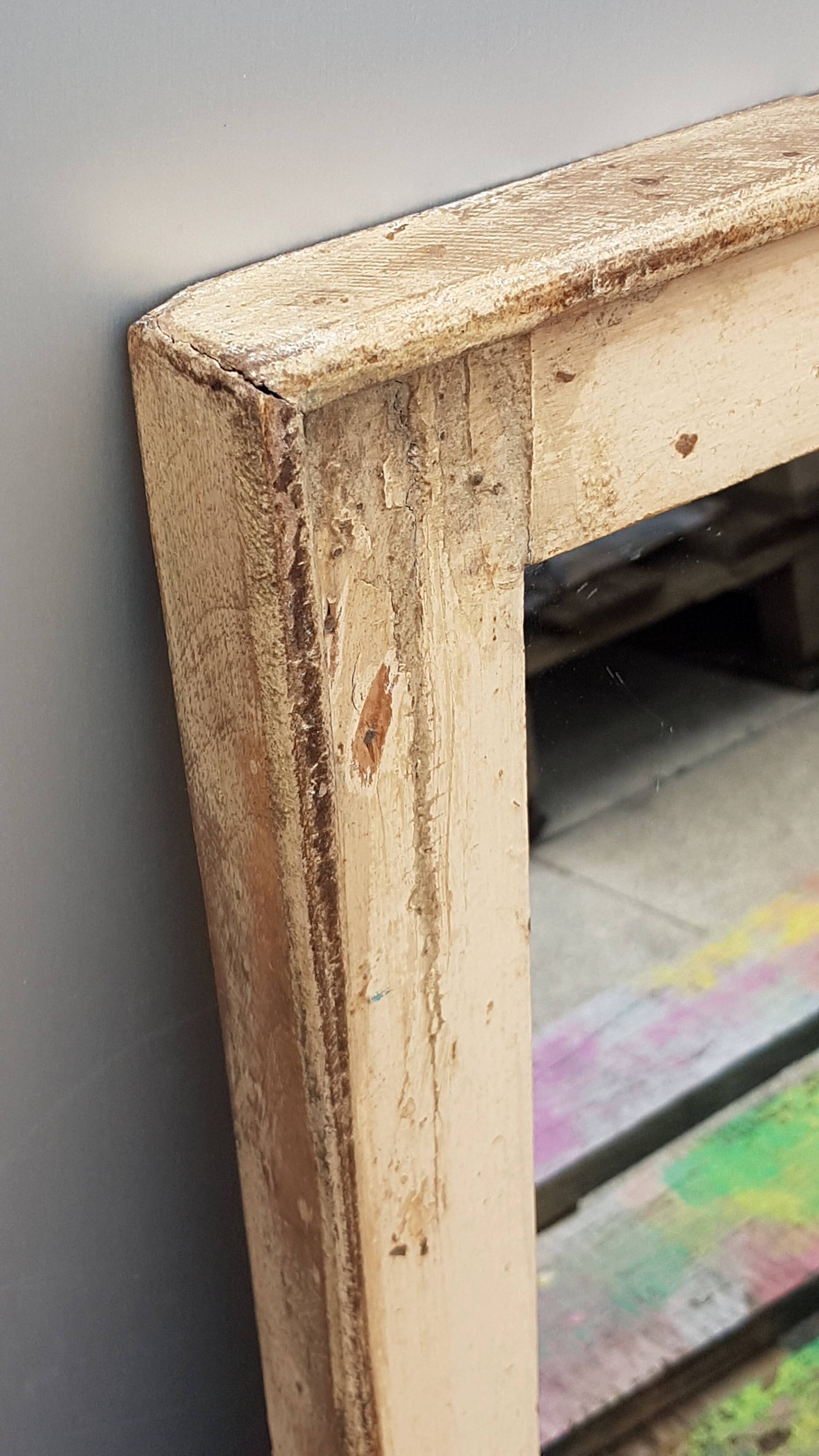 Off-White Mirror Old Teak Wood Patina