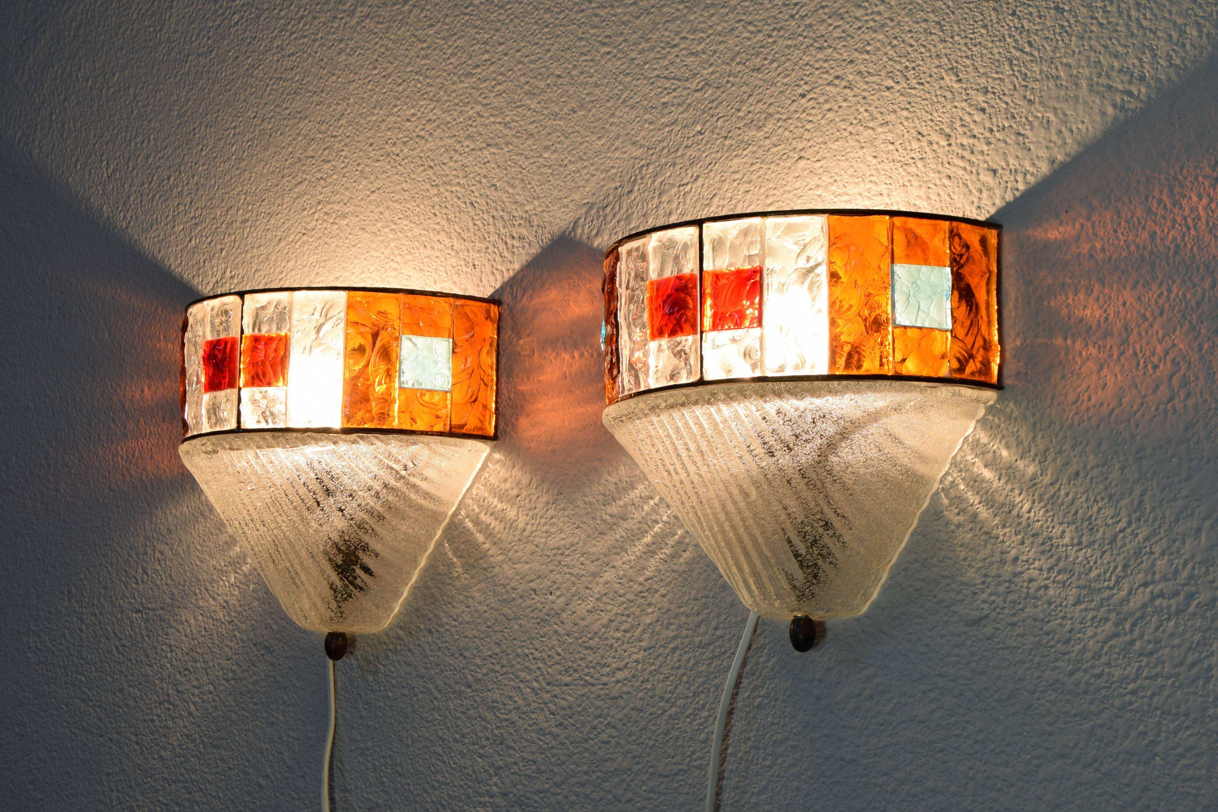 Set of Two Mid-Century Italian Modern Longobard Poliarte Sconces