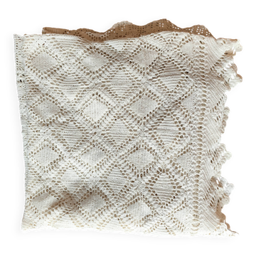 Dessus de lit en coton blanc -  jeté de canapé aux motifs géométriques