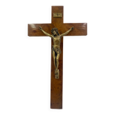 Crucifix en bois et laiton