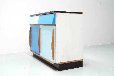 Willy Van Der Meeren, Blue Two-Tone Kitchen Cabinet for Tubax