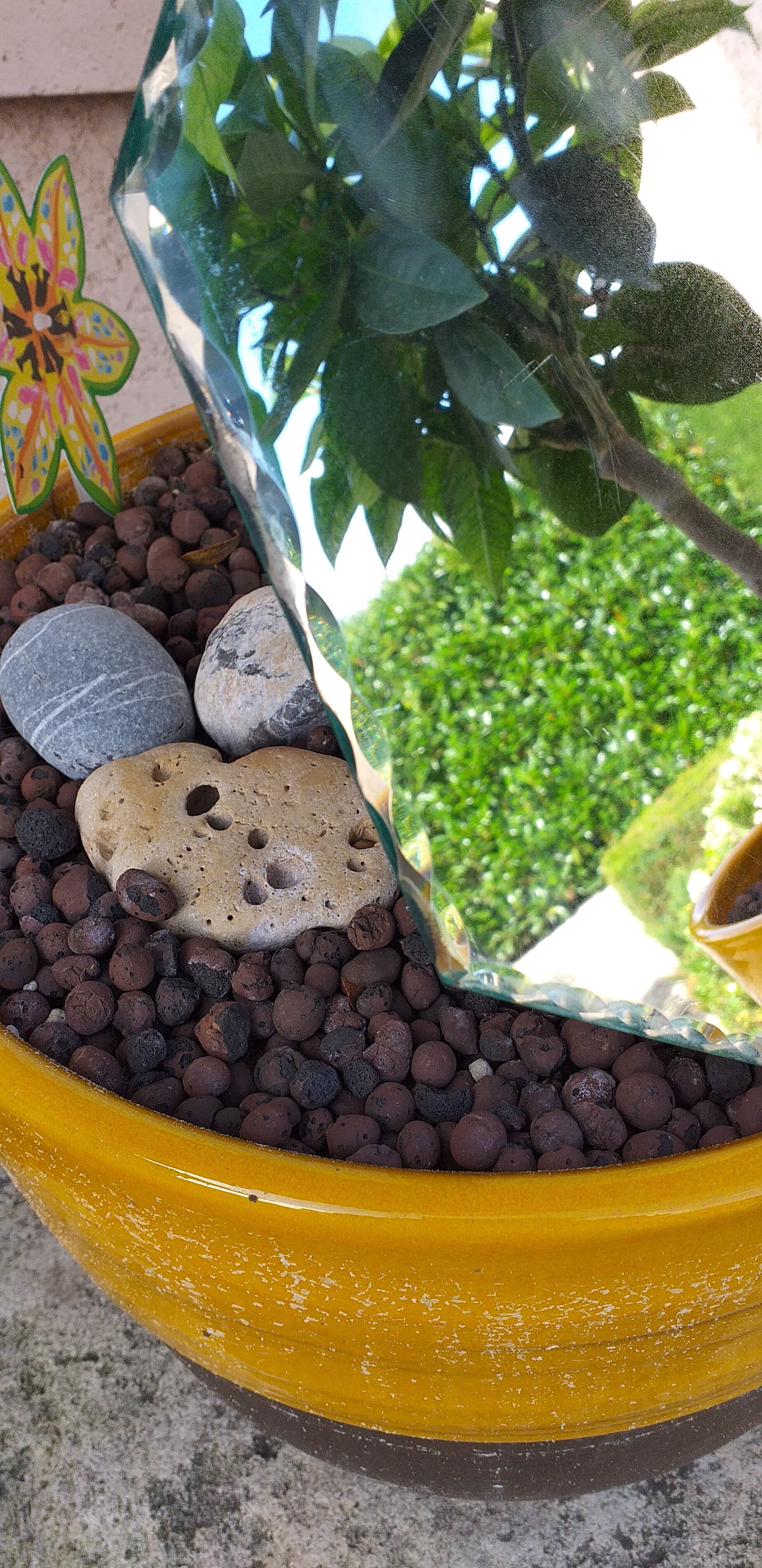 Octagonal beveled mirror