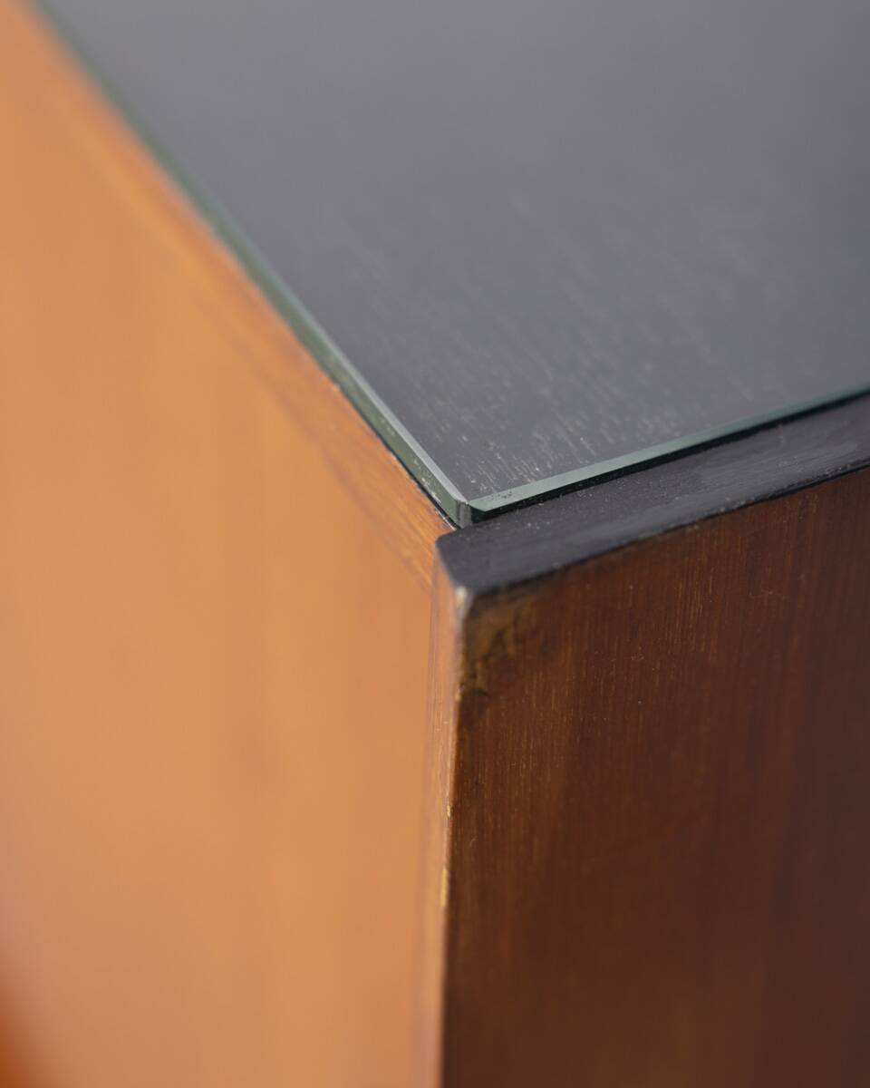 Vintage 1960s Italian-design wood and glass sideboard