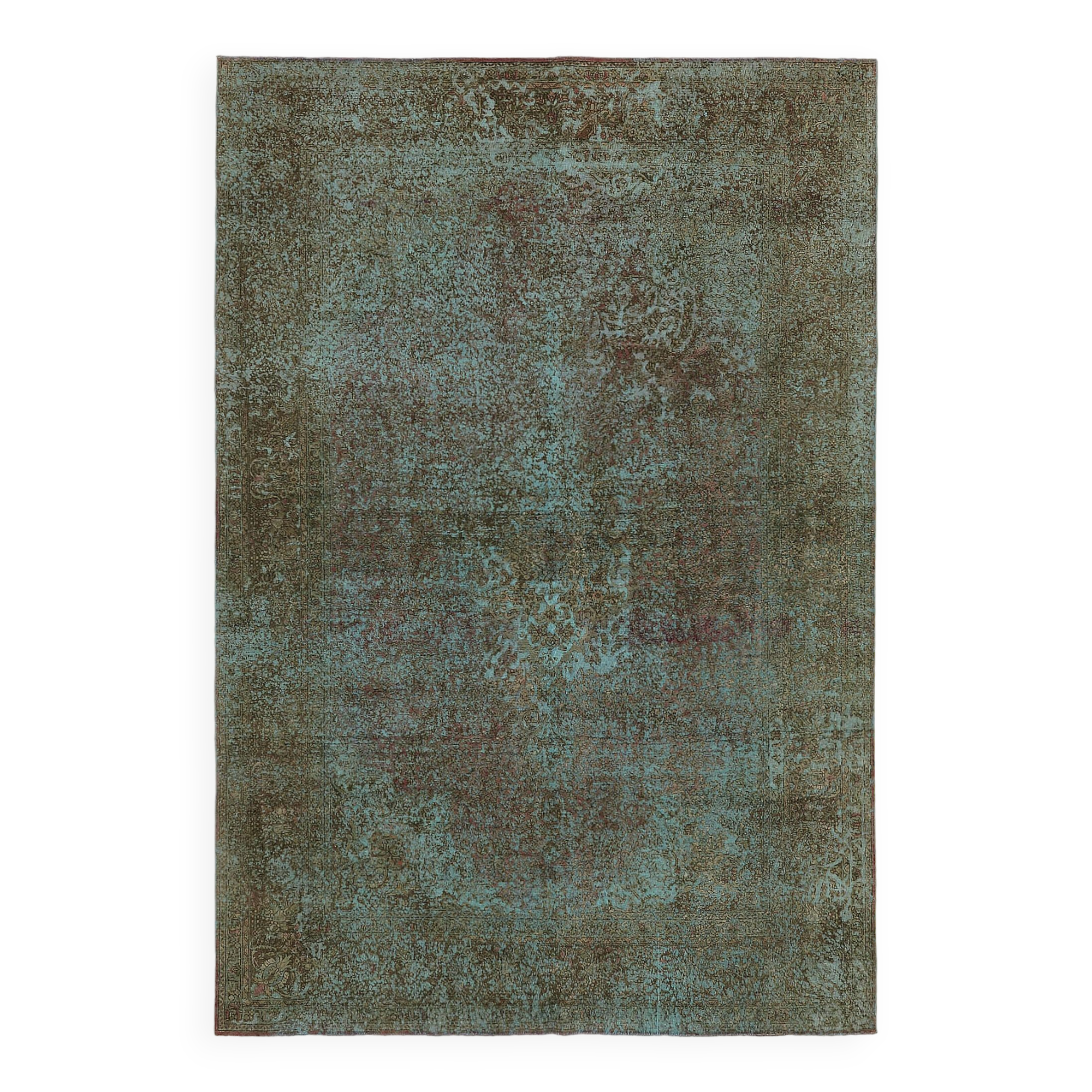 Handmade Oriental Decorative 1980s 243 cm x 350 cm Turquoise Wool Carpet