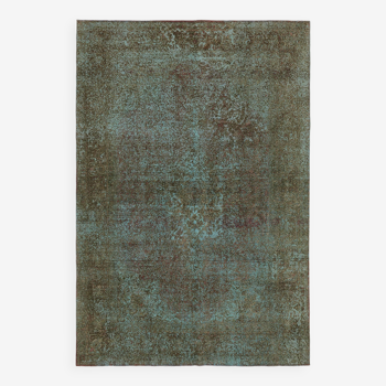 Décoratif Oriental Fait Main Années 1980 243 cm x 350 cm Tapis de laine turquoise